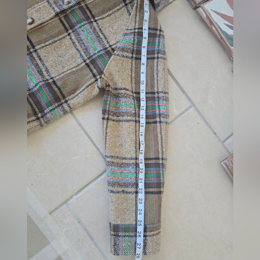 SÉZANE Suzon Multi Taupe Plaid Hooded Wool Coat Medium New - Picture 15 of 16